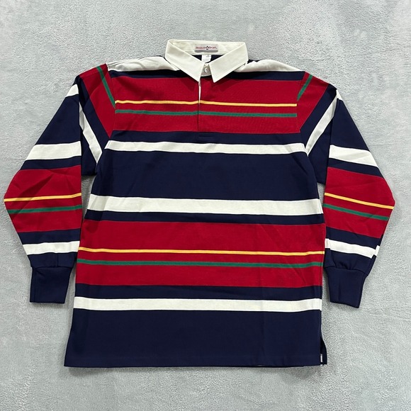 VTG Penguin Sport Polo Rugby Shirt Men's XL Y2K Long Sleeve Striped USA‎ Made